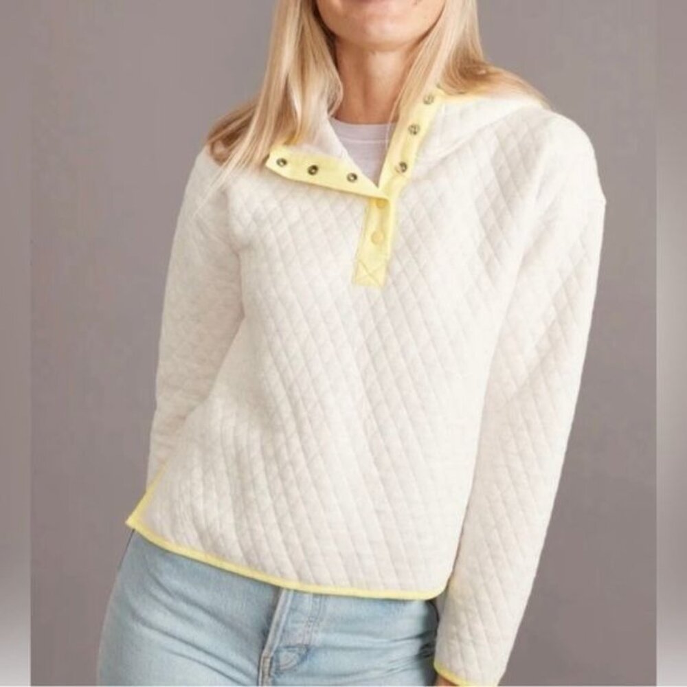Marine Layer corbet snap hoodie oatmeal quilted sz small womens soft sweatshirt‎